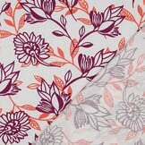 Linnen Viscose Stof Bloemen - Paars