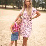 Linnen Viscose Stof Bloemen - Paars