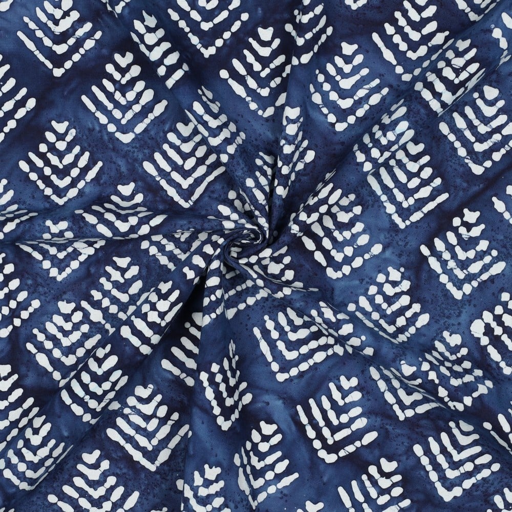 Unique Crafted Batik Katoen Stof - Indigo