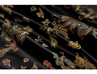 Brokaat Jacquard Stof Chinese Draak - Zwart