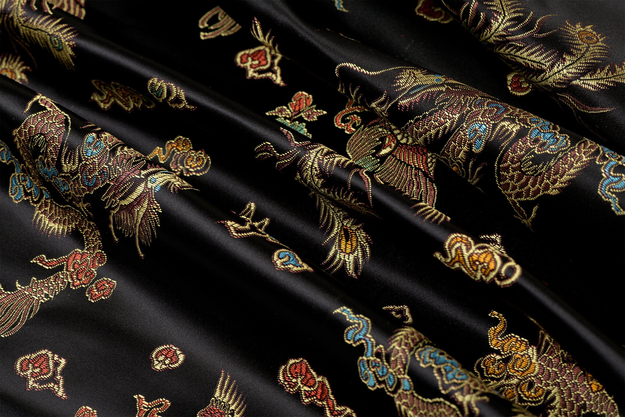 Brokaat Jacquard Stof Chinese Draak Zwart – Chic & Elegant