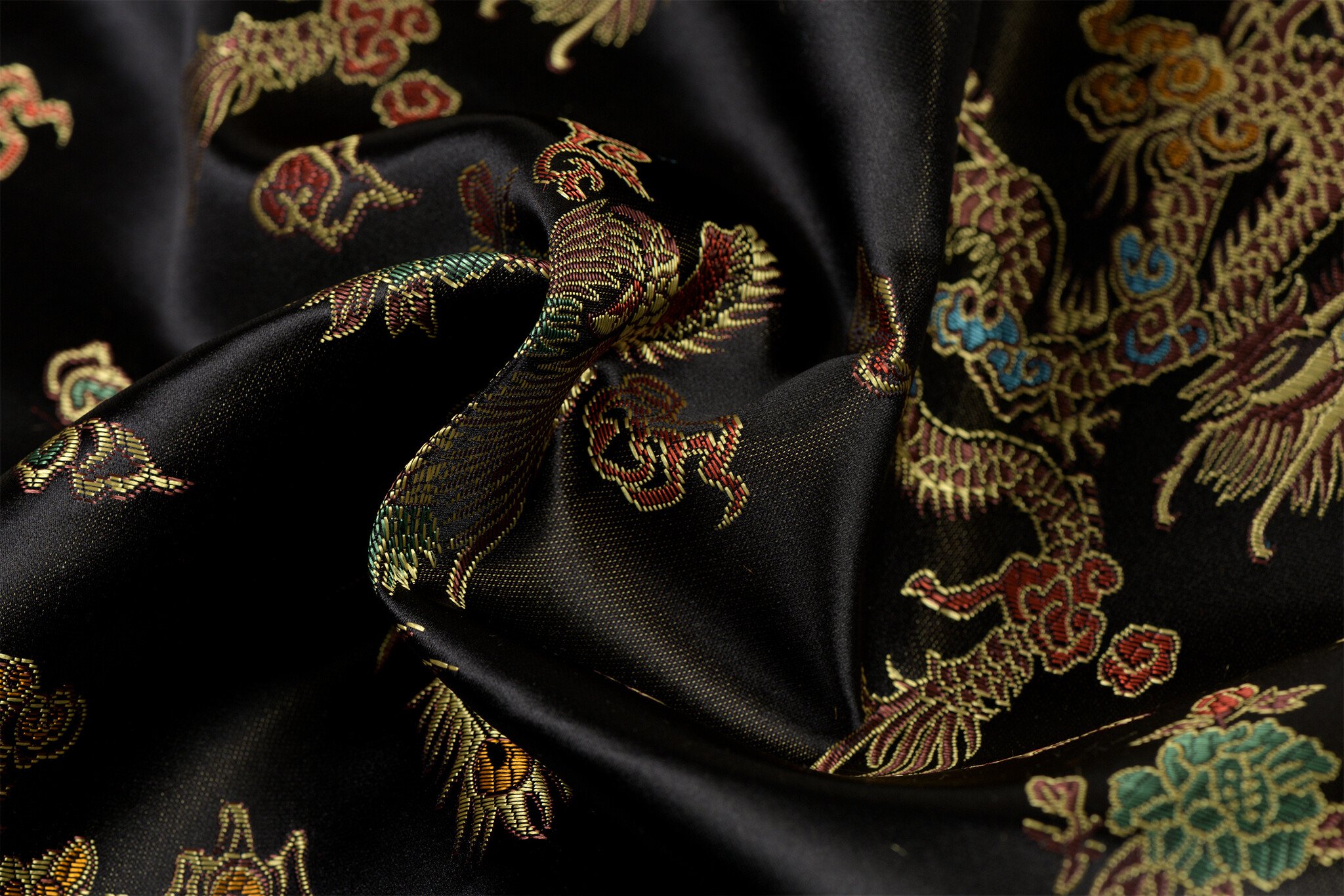 Brokaat Jacquard Stof Chinese Draak Zwart – Chic & Elegant