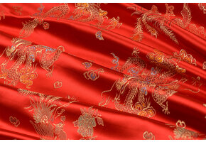 Brokaat Jacquard Stof Chinese Draak - Rood
