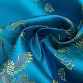 Brokaat Jacquard Stof Chinese Draak Turquoise – Chic & Elegant