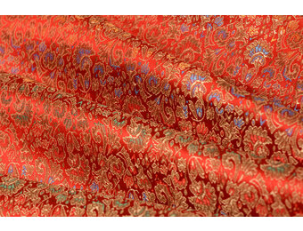 Brokaat Jacquard Stof Barok Bloemen - Rood