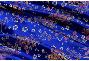 Brokaat Jacquard Stof Daisy Bloemen - Blauw