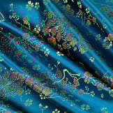 Brokaat Jacquard Stof Daisy Bloemen - Turquoise