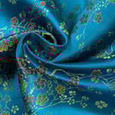 Brokaat Jacquard Stof Daisy Bloemen - Turquoise