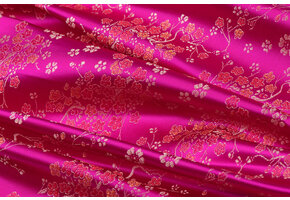 Brokaat Jacquard Stof Daisy Bloemen - Fuchsia