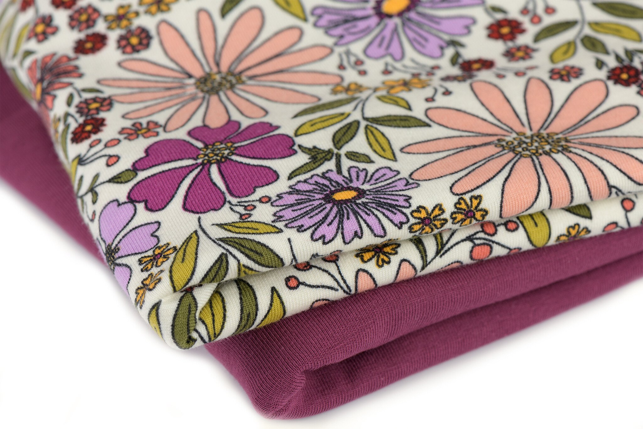 Katoenen Jersey Stof - Wilde Bloemen - Off-White