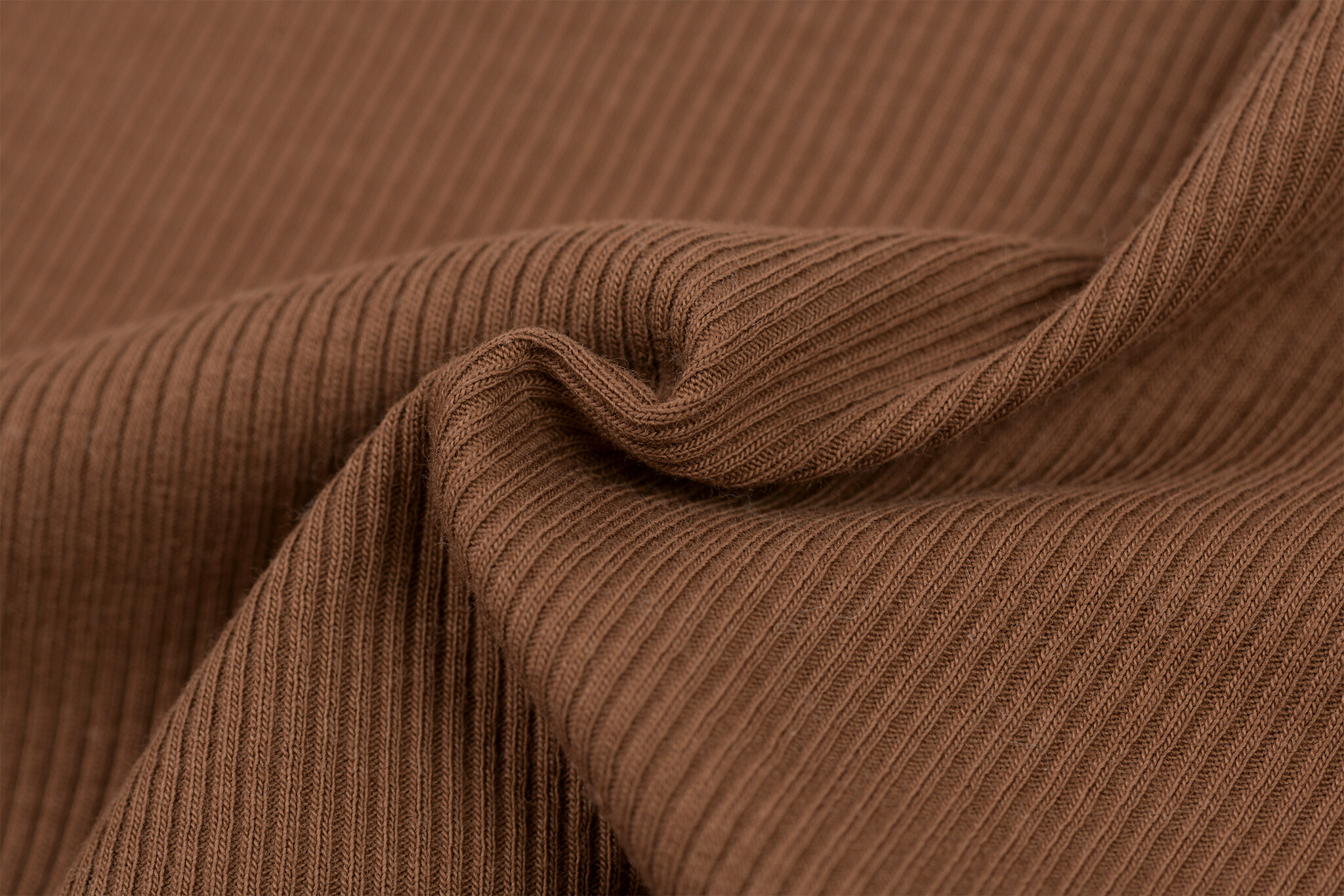 Rib Jersey Stof Licht Bruin