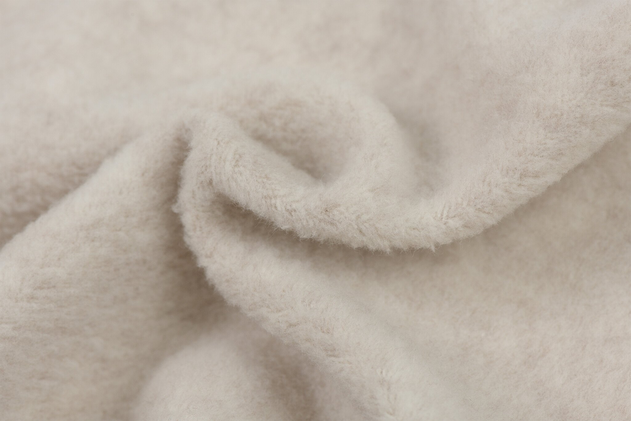 Fleece Katoen Stof (Sherpa) Licht Beige Melange