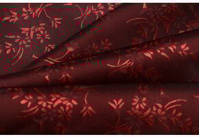 Jacquard Voeringstof Bloemen - Donker Rood