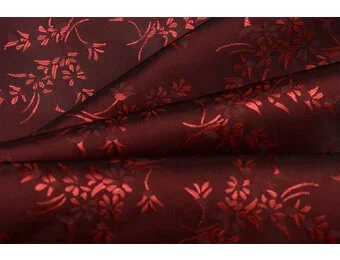 Jacquard Voeringstof Bloemen - Donker Rood
