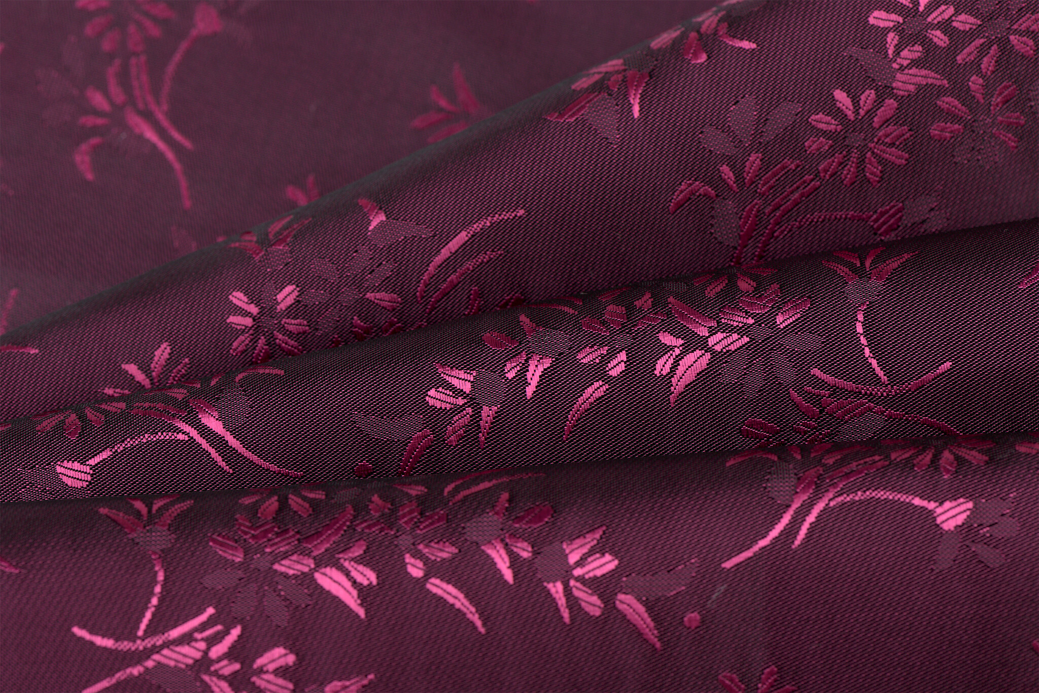 Jacquard Voeringstof Bloemen - Fuchsia
