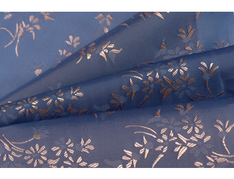 Jacquard Voeringstof Bloemen - Blauw
