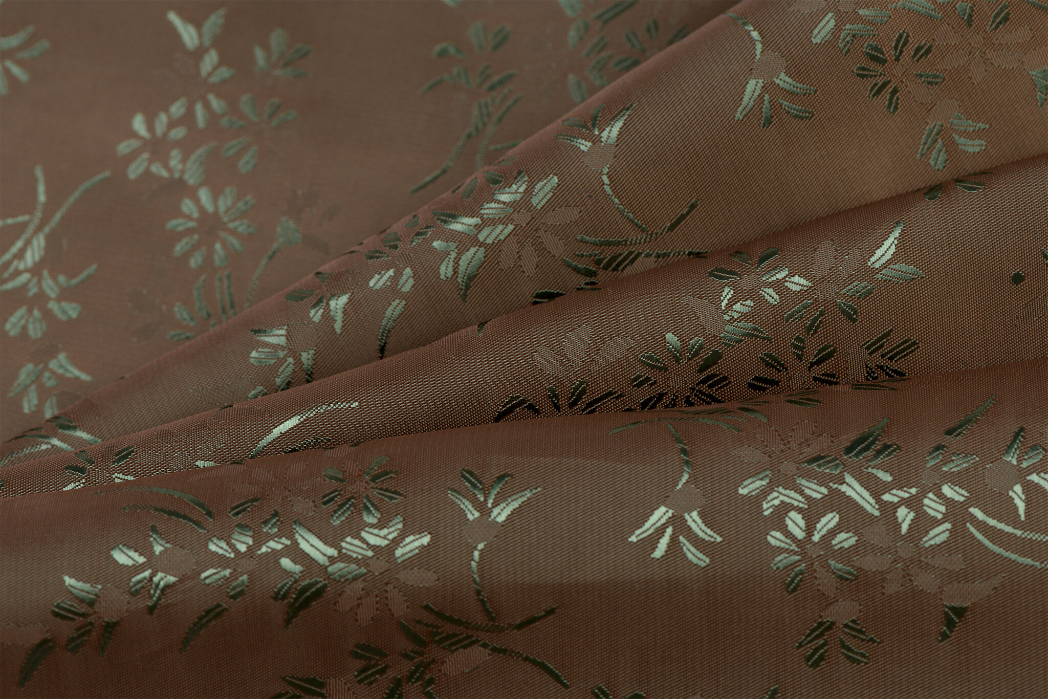 Jacquard Voeringstof Bloemen - Taupe Bruin