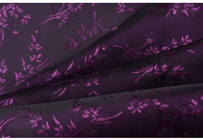 Jacquard Voeringstof Bloemen - Paars