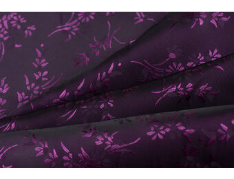 Jacquard Voeringstof Bloemen - Paars