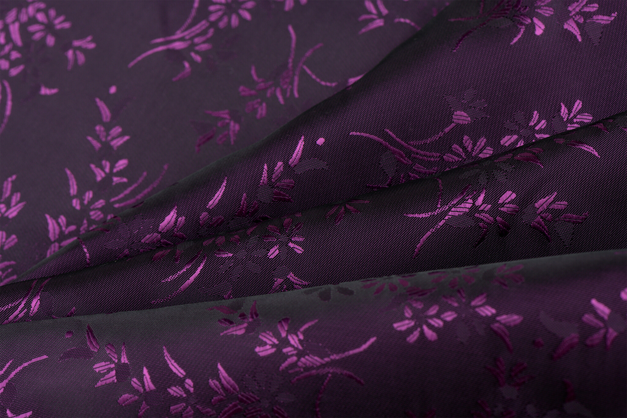 Jacquard Voeringstof Bloemen - Paars