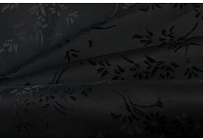 Jacquard Voeringstof Bloemen - Zwart