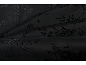 Jacquard Voeringstof Bloemen - Zwart