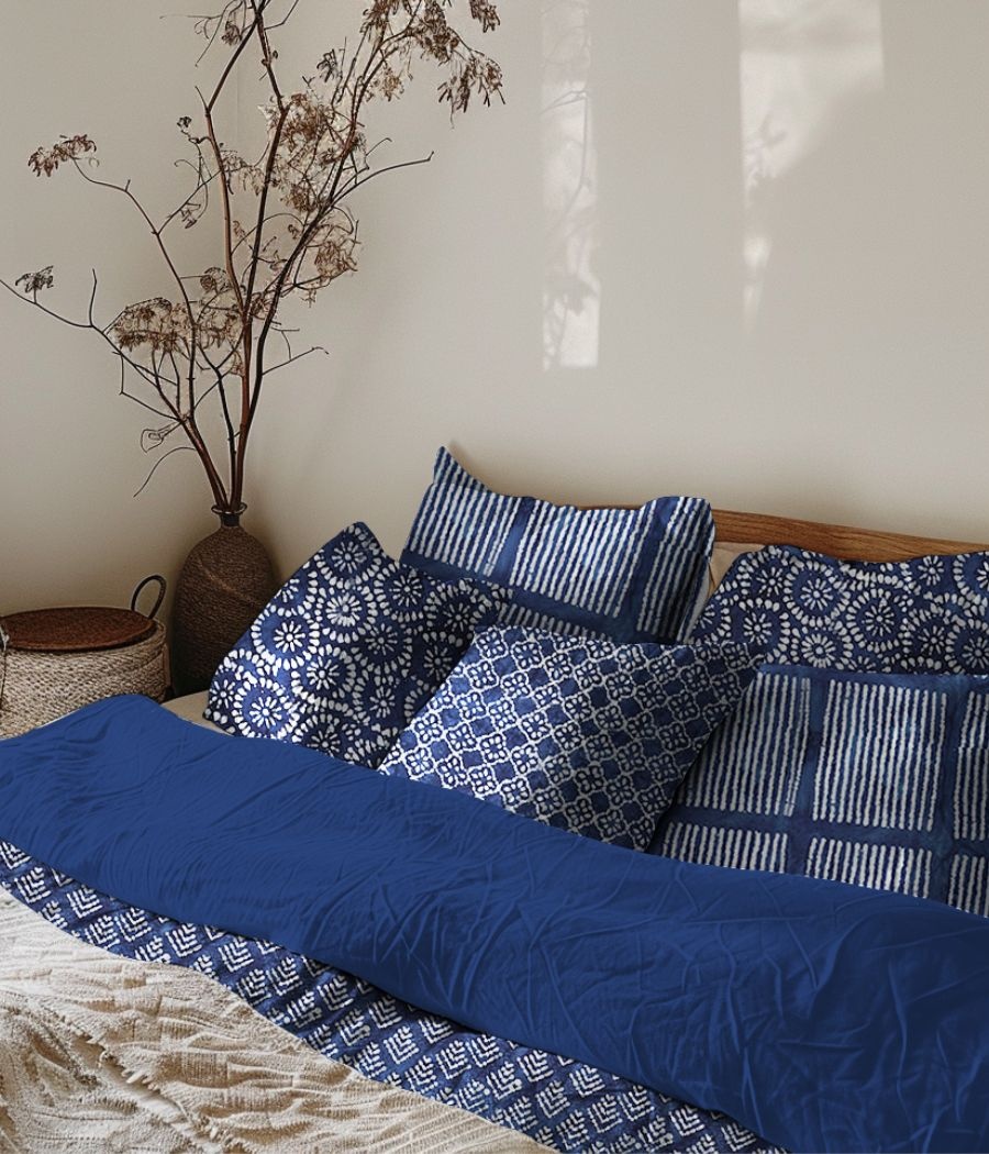 Unique Crafted Batik Katoen Stof - Indigo