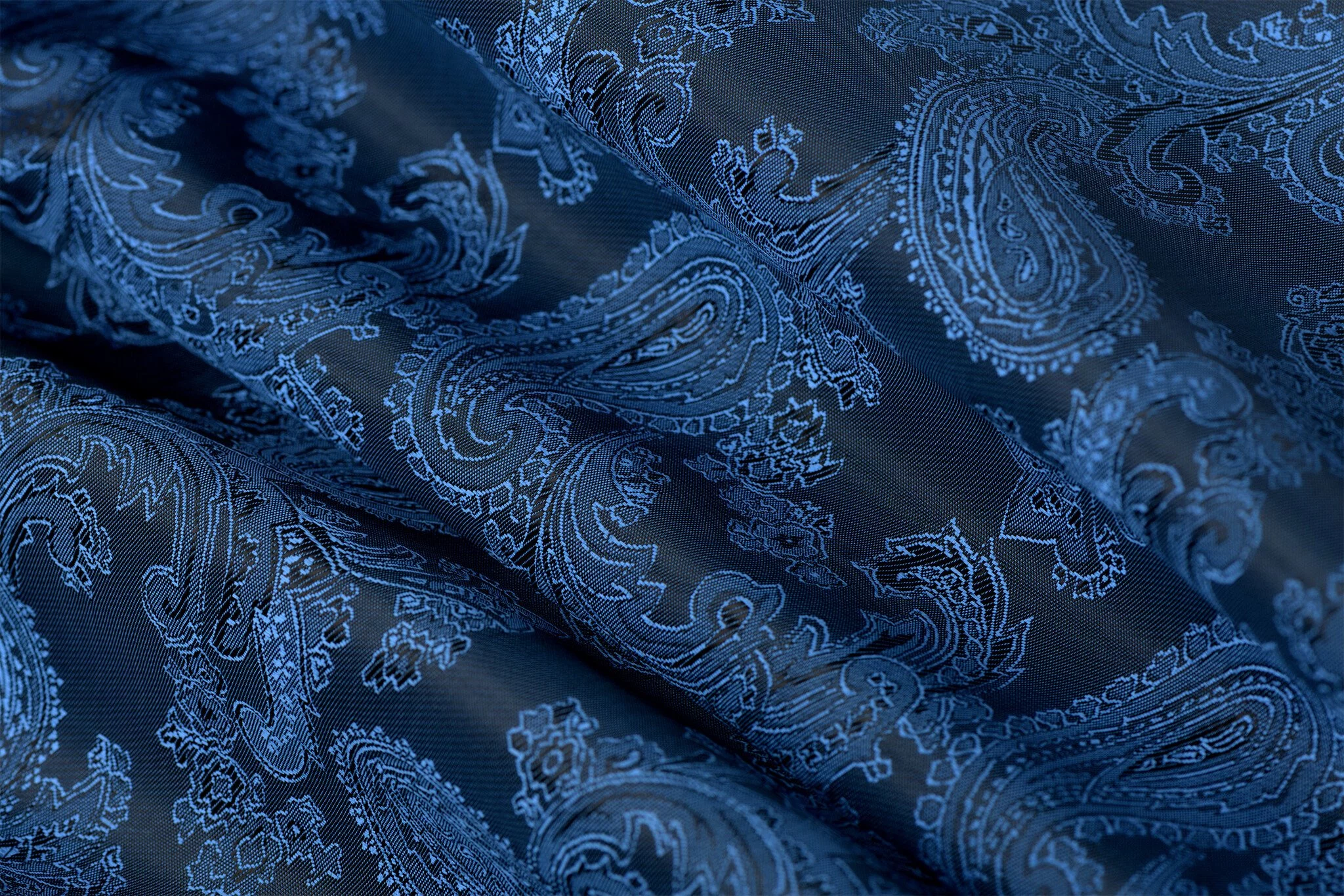 Jacquard Voeringstof Paisley - Donkerblauw