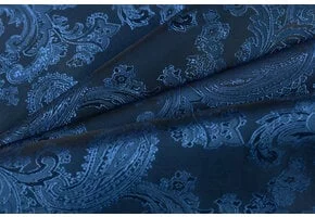 Jacquard Voeringstof Paisley - Donkerblauw