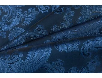 Jacquard Voeringstof Paisley - Donkerblauw