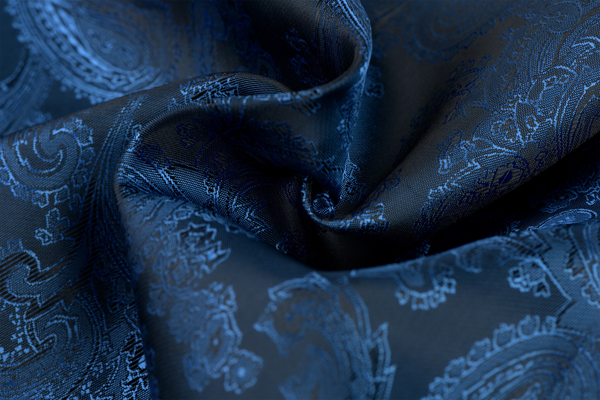 Jacquard Voeringstof Paisley - Donkerblauw