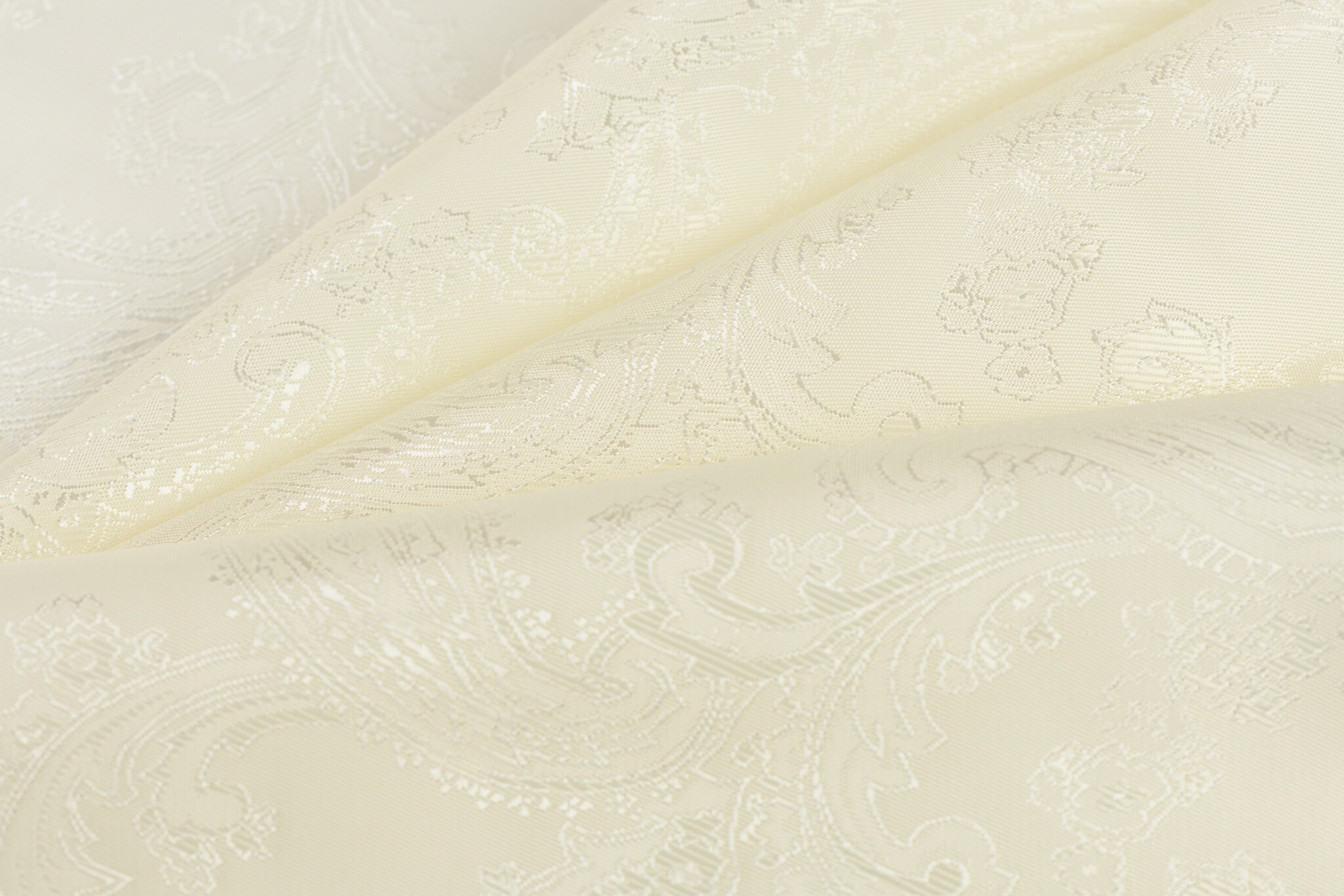 Jacquard Voeringstof Paisley - Ecru