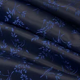 Jacquard Voeringstof Bloemen - Donkerblauw