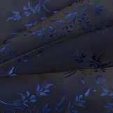 Jacquard Voeringstof Bloemen - Donkerblauw