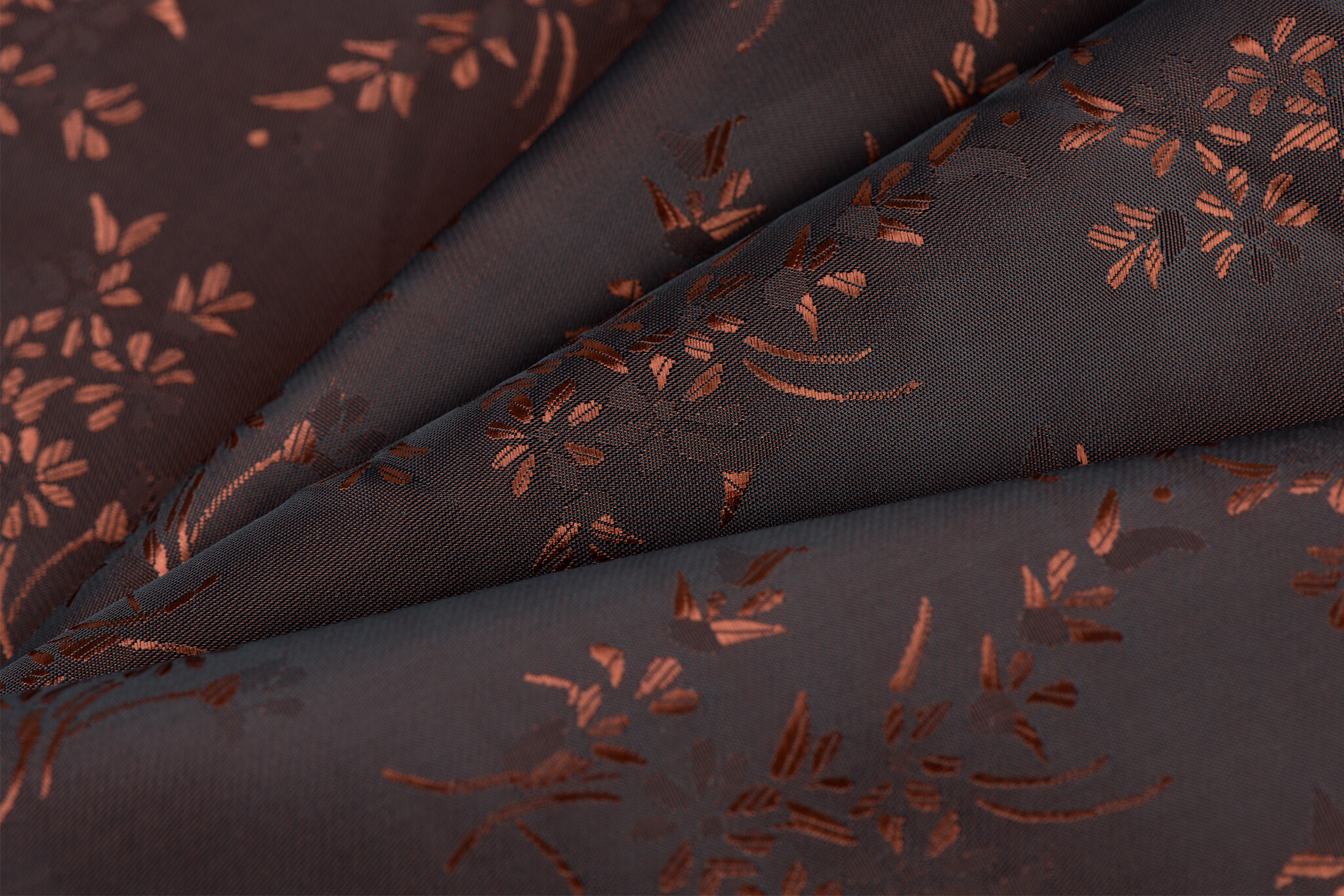 Jacquard Voeringstof Bloemen - Bruin