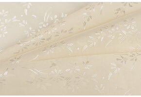 Jacquard Voeringstof Bloemen - Ecru