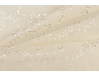 Jacquard Voeringstof Bloemen - Ecru