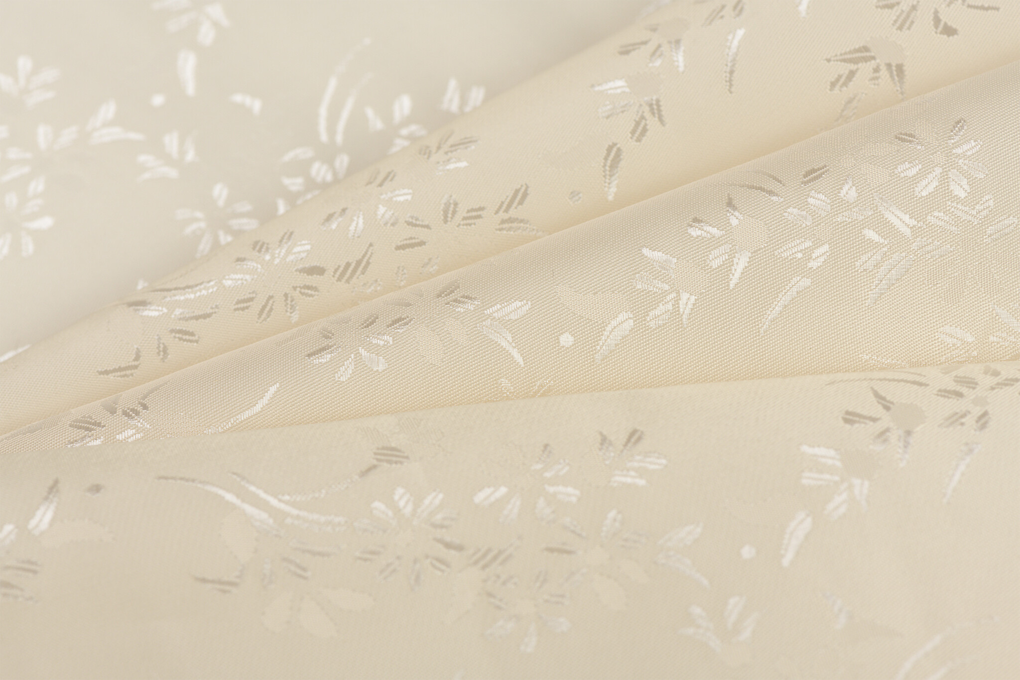 Jacquard Voeringstof Bloemen - Ecru