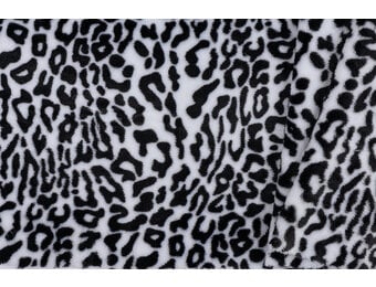 Wellness Fleece Stof Luipaard - Zwart - Wit