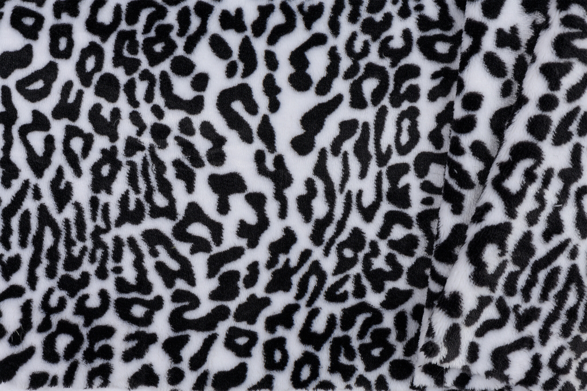 Wellness Fleece Stof Luipaard - Zwart - Wit