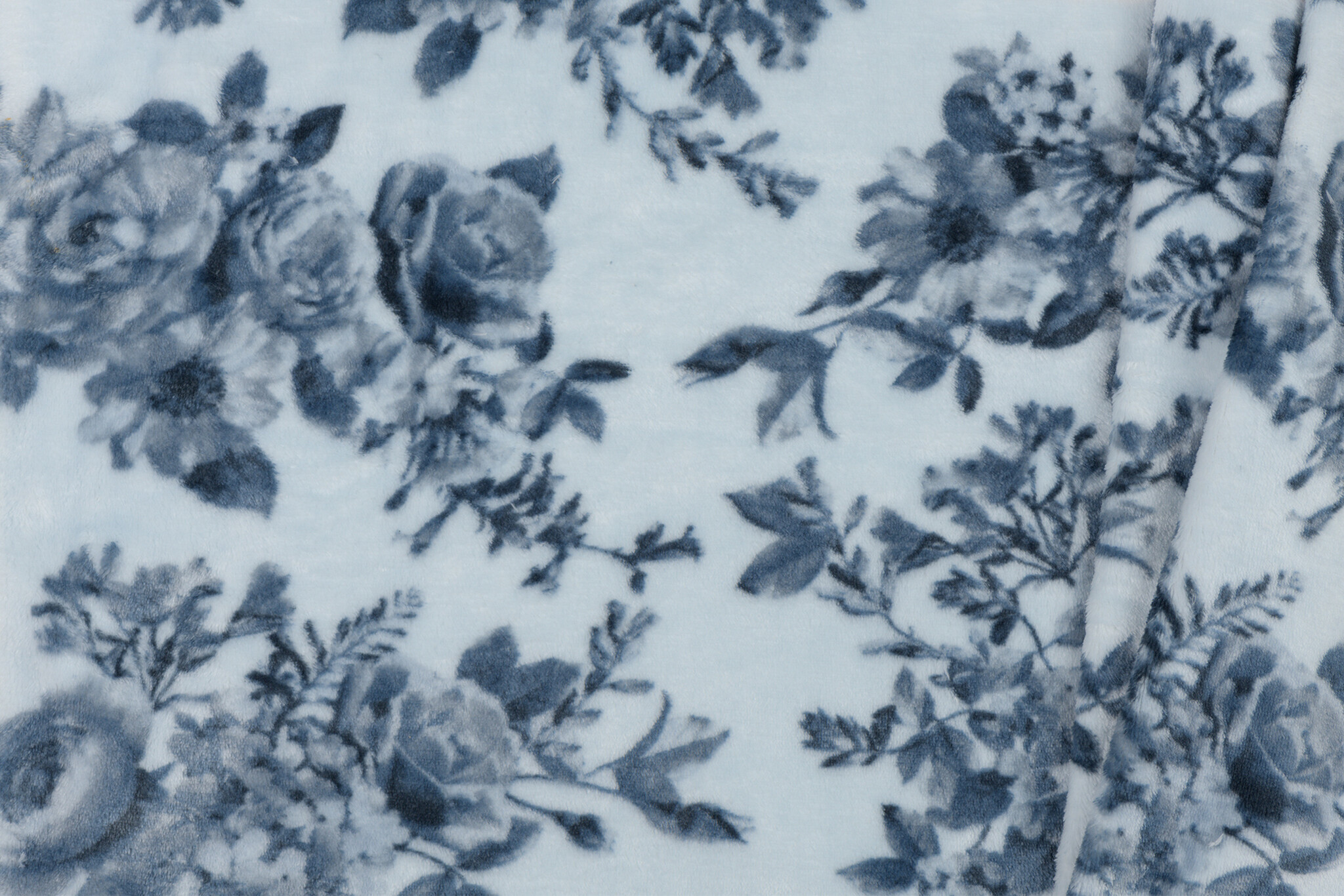 Wellness Fleece Stof Bloemen - Lichtblauw - Blauw