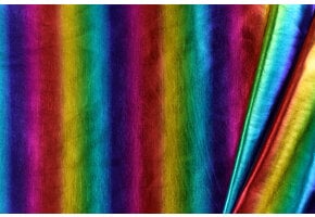 Lamé Stretch Stof Regenboog met Smalle Strepen