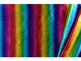 Lamé Stretch Stof Regenboog met Smalle Strepen