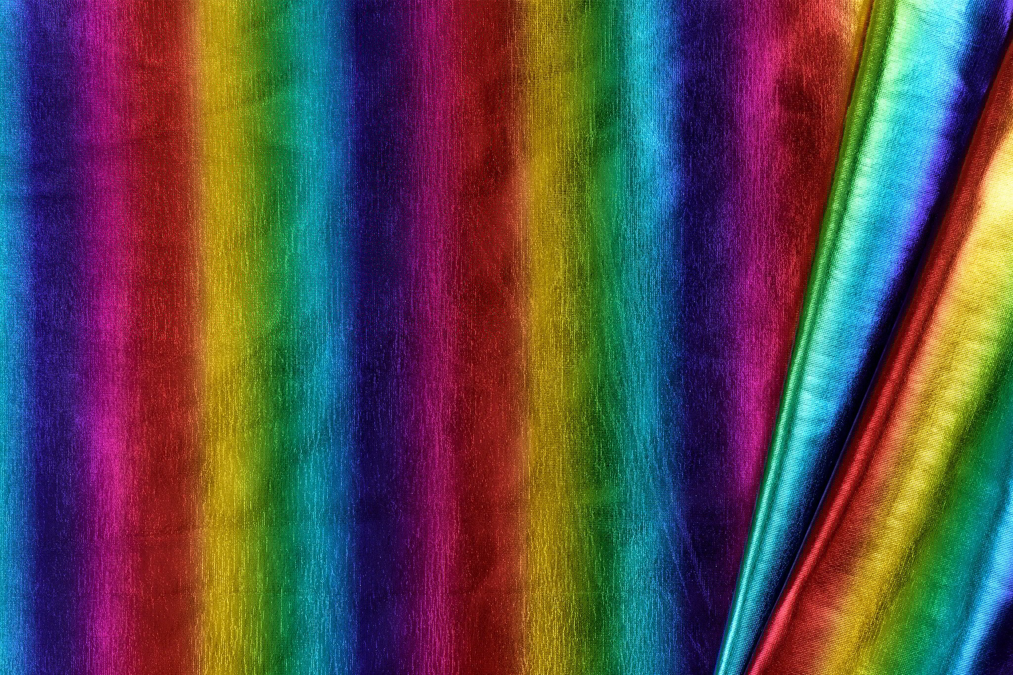 Lamé Stretch Stof Regenboog met Smalle Strepen
