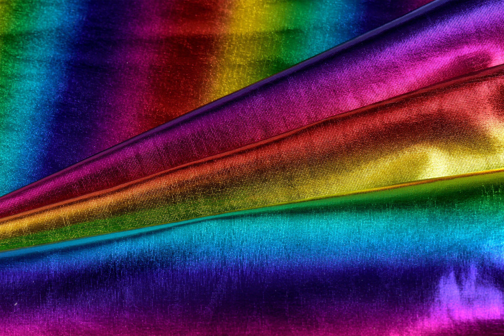 Lamé Stretch Stof Regenboog met Smalle Strepen