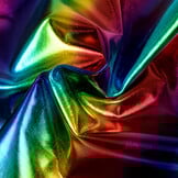 Lamé Stretch Stof Regenboog met Smalle Strepen