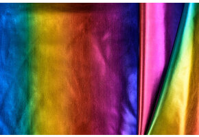 Lamé Stretch Stof Regenboog Strepen