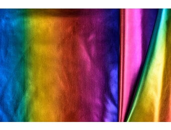 Lamé Stretch Stof Regenboog Strepen