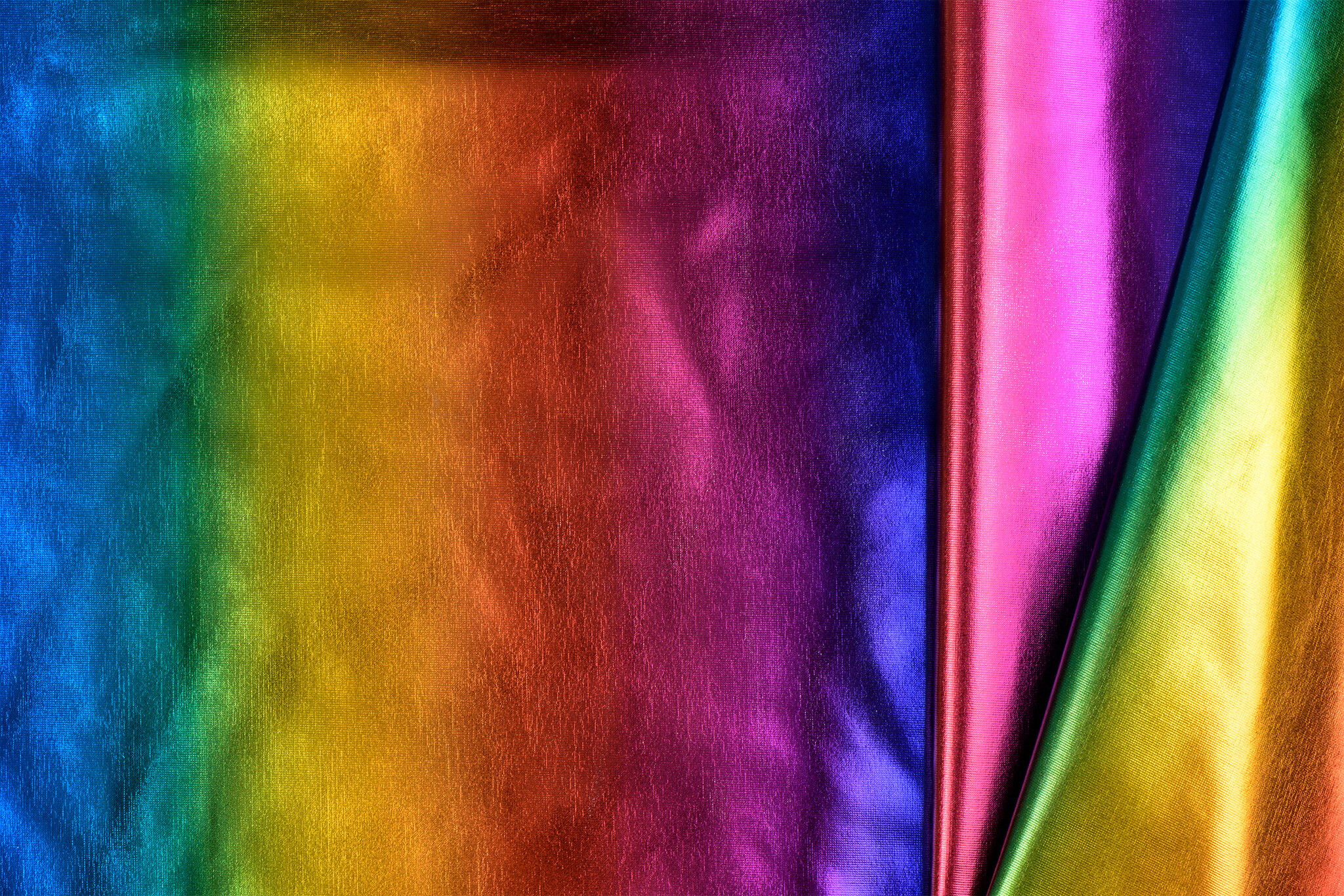 Lamé Stretch Stof Regenboog Strepen