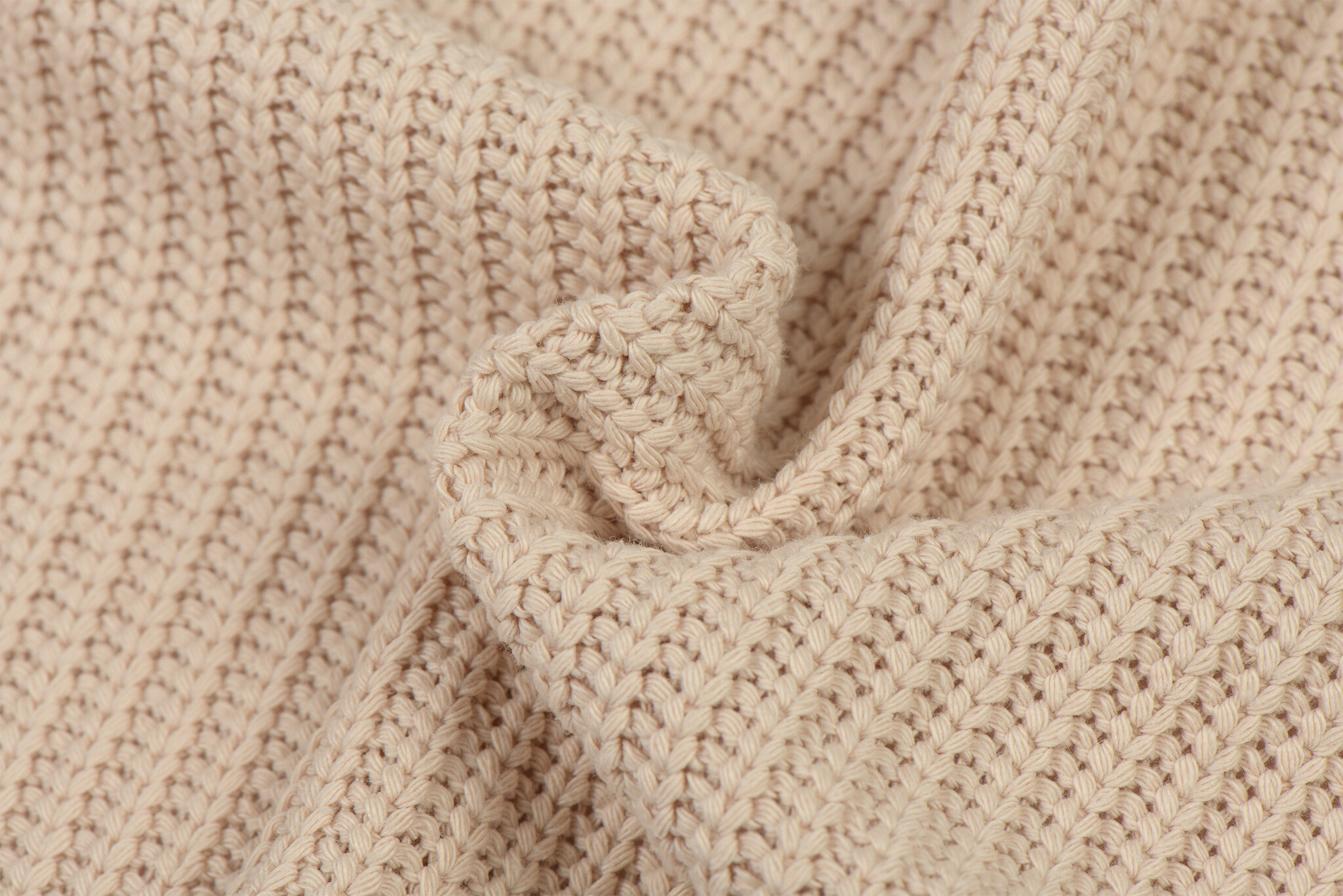 Gebreide stof, Big Knit Cable Light Beige